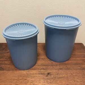 Set of 2 Blue Tupperware Storage Canisters with Lids